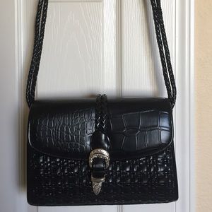 Black leather over shoulder purse